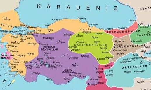 Anadolu Beylikleri Kurulan İlk Türk Beylikleri haritası isim