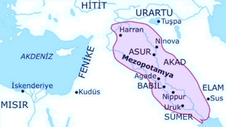 Mezopotamya Medeniyetleri Uygarlıkları Haritası